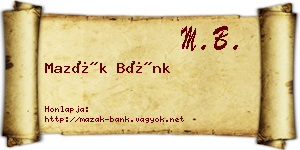 Mazák Bánk névjegykártya